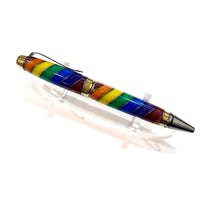 Gold/Black Titanium / Rainbow Stripe Acrylic Cigar / Ballpoint Pen - WrYT365