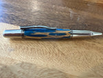 Rhodium & Blk Ti / Blue Cholla Cactus Twist / Ballpoint Pen - WrYT365