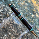 Copper / Desert Ironwood with Turquoise Inlay Cigar Twist / Ballpoint Pen - WrYT365