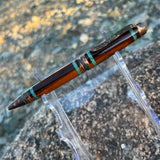 Copper / Desert Ironwood with Turquoise Inlay Cigar Twist / Ballpoint Pen - WrYT365