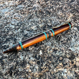 Copper / Desert Ironwood with Turquoise Inlay Cigar Twist / Ballpoint Pen - WrYT365
