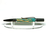 Black Ti & Rhodium / Cholla Wood & Kingman Turquoise Inlay Twist / Ballpoint Pen - WrYT365