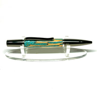 Black Ti & Rhodium / Cholla Wood & Kingman Turquoise Inlay Twist / Ballpoint Pen - WrYT365