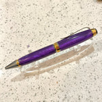 Black Ti & Gold / Purple Resin Cigar Twist / Ballpoint Pen - WrYT365