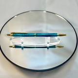 Teal Diamond Acrylic Ballpoint Click Pen, Gold