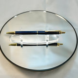 Dark Blue Diamond Acrylic Ballpoint Click Pen, Gold