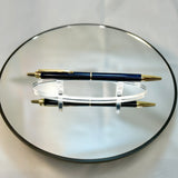 Dark Blue Diamond Acrylic Ballpoint Click Pen, Gold