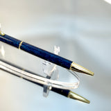 Dark Blue Diamond Acrylic Ballpoint Click Pen, Gold