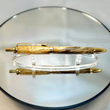 Buckeye Burl Wood Click Ballpoint Pen, Gold