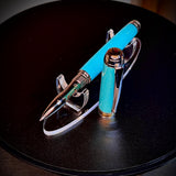 Tiffany Blue Diamond Resin Rollerball Pen, Titanium Gold & Rhodium