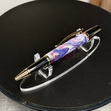 Red, White, Purple and Black Swirl Acrylic Twist Ballpoint Pen, Gunmetal & Gold