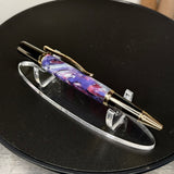 Red, White, Purple and Black Swirl Acrylic Twist Ballpoint Pen, Gunmetal & Gold