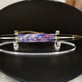 Red, White, Purple and Black Swirl Acrylic Twist Ballpoint Pen, Gunmetal & Gold