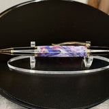 Red, White, Purple and Black Swirl Acrylic Twist Ballpoint Pen, Gunmetal & Gold
