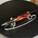 Red, Black and Gold Swirled Acrylic Twist Ballpoint Pen, Gunmetal & Chrome
