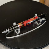 Red, Black and Gold Swirled Acrylic Twist Ballpoint Pen, Gunmetal & Chrome
