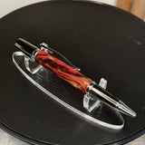 Red, Black and Gold Swirled Acrylic Twist Ballpoint Pen, Gunmetal & Chrome