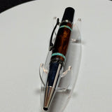 Desert Ironwood & Turquoise Inlay Twist Ballpoint Pen, Gunmetal & Chrome