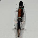 Desert Ironwood & Turquoise Inlay Twist Ballpoint Pen, Gunmetal & Chrome