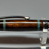 Desert Ironwood & Turquoise Inlay Twist Ballpoint Pen, Gunmetal & Chrome