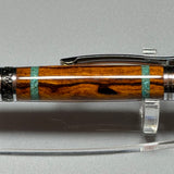 Desert Ironwood & Turquoise Inlay Twist Ballpoint Pen, Gunmetal & Chrome