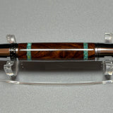 Desert Ironwood & Turquoise Inlay Twist Ballpoint Pen, Gunmetal & Chrome
