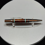 Desert Ironwood & Turquoise Inlay Twist Ballpoint Pen, Gunmetal & Chrome
