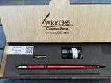 Red & Grey Stripe / Straight / Calligraphy Pen in Custom Box - WrYT365