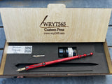 Red & Grey Stripe / Straight / Calligraphy Pen in Custom Box - WrYT365
