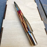 Rhodium & Blk Ti / Burgundy Cholla Cactus Twist / Ballpoint Pen - WrYT365