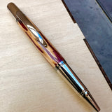 Rhodium & Blk Ti / Burgundy Cholla Cactus Twist / Ballpoint Pen - WrYT365