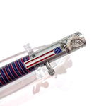 Antique Silver / Red, White & Blue Micarta Eagle Bolt Action / Ballpoint Pen - WrYT365