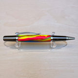 Black Ti & Rhoidium / Dead Head Rainbow Swirl Resin Sirocco Twist / Ballpoint Pen - WrYT365