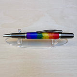 Black Ti & Chrome / Rainbow Splatter Pride Sirocco Twist / Ballpoint Pen