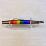 Black Ti & Chrome / Rainbow Splatter Pride Sirocco Twist / Ballpoint Pen