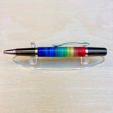 Black Ti & Chrome / Rainbow Pride Brush Strokes Sirocco Twist / Ballpoint Pen