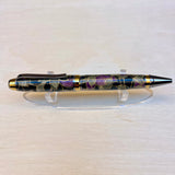 Blk Plat/Gold Ti / Leaves Chiyogami Acrylic Cigar Twist / Ballpoint Pen - WrYT365