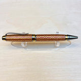 Blk Plat/Gold Ti / Red & Gold Chiyogami Acrylic Cigar Twist / Ballpoint Pen - WrYT365