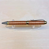 Blk Plat/Gold Ti / Red & Gold Chiyogami Acrylic Cigar Twist / Ballpoint Pen - WrYT365