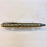 Blk Plat/Gold Ti / Black & Gold Chiyogami Acrylic Cigar Twist / Ballpoint Pen - WrYT365