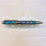 Blk Plat/Gold Ti / Fish Chiyogami Acrylic Cigar Twist / Ballpoint Pen - WrYT365