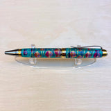 Blk Plat/Gold Ti / Fish Chiyogami Acrylic Cigar Twist / Ballpoint Pen - WrYT365