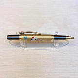 Chrome & Gold / Gold Cat Chiyogami Sirocco Twist / Ballpoint Pen - WrYT365