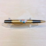 Chrome & Gold / Gold Cat Chiyogami Sirocco Twist / Ballpoint Pen - WrYT365