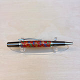 Black Ti & Chrome / Red Leaves Chiyogami Sirocco Twist / Ballpoint Pen - WrYT365