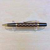 Black Ti & Chrome / Gold Black Red Chiyogami Sirocco Twist / Ballpoint Pen - WrYT365