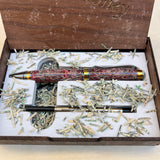 Black Ti & Ti Gold / Blood Money Shredded Cash and Red Resin Cigar Twist / Ballpoint Pen - WrYT365