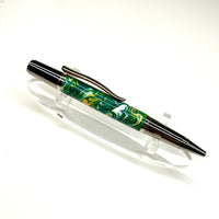 Black Ti & Rhodium / Green Yellow & White Sirocco / Ballpoint Pen - WrYT365