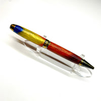 Black Ti & Gold Ti / Red Orange Yellow Blue Cigar Twist / Ballpoint Pen - WrYT365