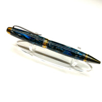 Black Ti & Gold Ti / Queen City Blue Diamond Cigar Twist / Ballpoint Pen - WrYT365